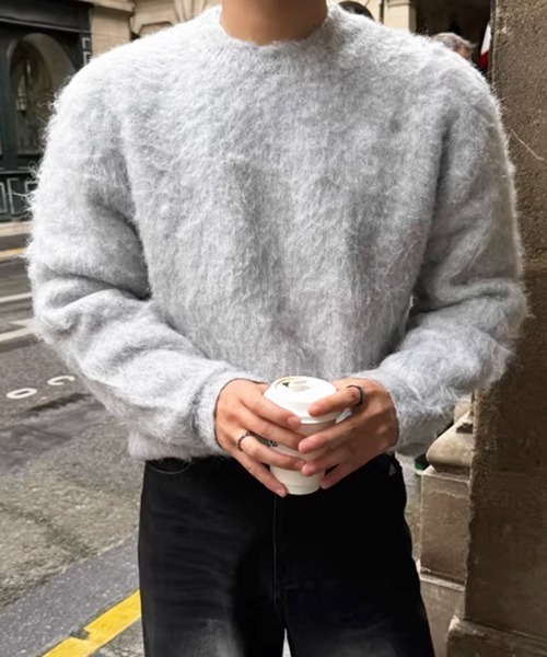 NOWLE(ノウル)の「【NOWLE】シャギー モヘアライク クルーネック ルーズ ニット / 起毛 プルオーバー(ニット/セーター・メンズ・ホワイト/ライトベージュ/グレー/ブラック・X-LARGE/LARGE/MEDIUM)」の17枚目の写真