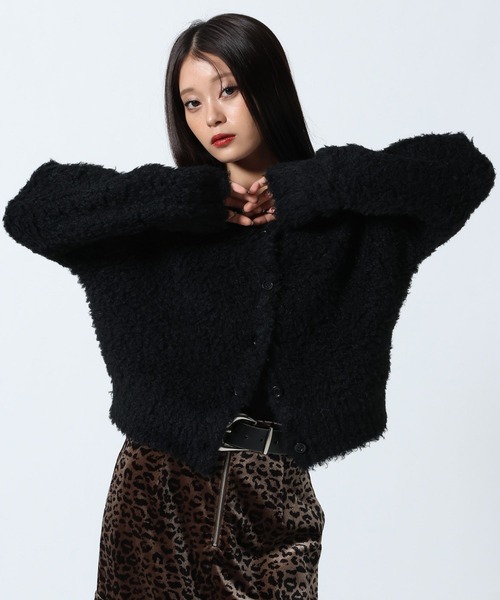 PAGEBOY(ページボーイ)の「ウォッシャブルシャギーカーディガン(カーディガン/ボレロ・レディース・ボルドー/ブラック/ライトグレー・FREE)」の1枚目の写真