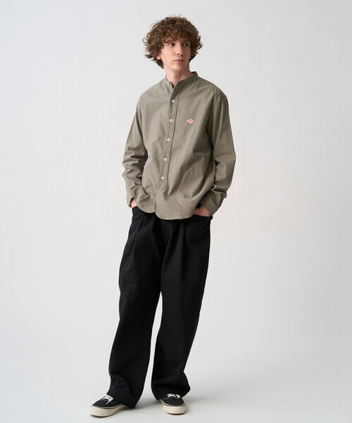 DANTON(ダントン)の「Men's Cotton Flannel Band Collar Shirt(シャツ/ブラウス・メンズ・グレー/オリーブ・44/42/40/38)」の7枚目の写真