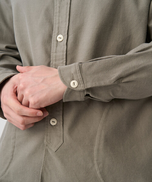 DANTON(ダントン)の「Men's Cotton Flannel Band Collar Shirt(シャツ/ブラウス・メンズ・グレー/オリーブ・44/42/40/38)」の6枚目の写真