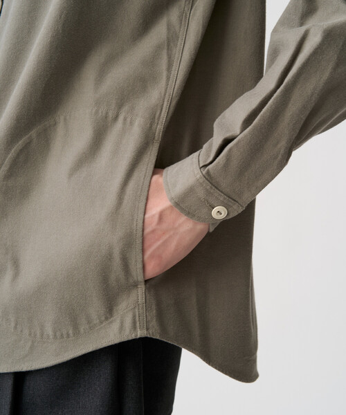 DANTON(ダントン)の「Men's Cotton Flannel Band Collar Shirt(シャツ/ブラウス・メンズ・グレー/オリーブ・44/42/40/38)」の5枚目の写真