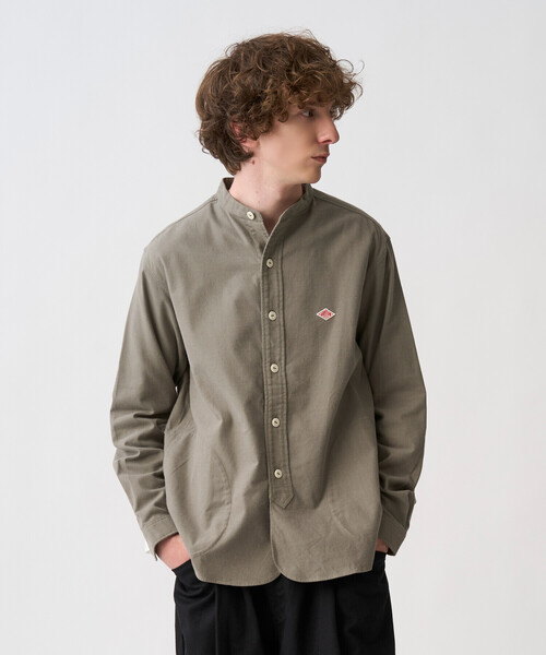 DANTON(ダントン)の「Men's Cotton Flannel Band Collar Shirt(シャツ/ブラウス・メンズ・グレー/オリーブ・44/42/40/38)」の2枚目の写真