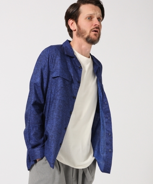 HARE(ハレ)の「アートパターンカイキンシャツ(HARE)(シャツ/ブラウス・メンズ・ネイビー/オフホワイト/ブルー・SMALL/MEDIUM)」の1枚目の写真
