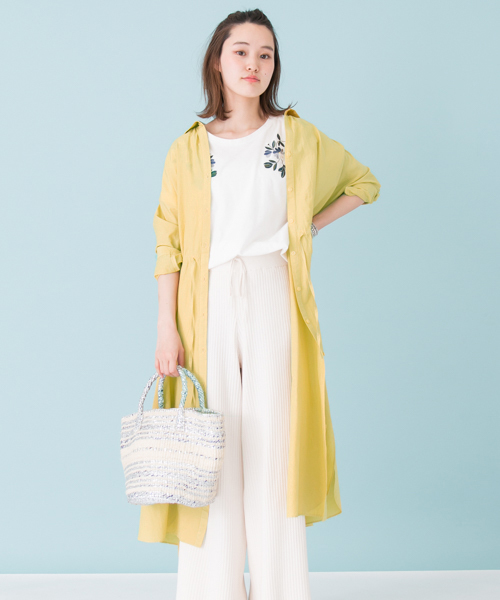 URBAN RESEARCH（アーバンリサーチ）の「【TRILL掲載】UR シルクコットンシャツワンピ―ス（シャツワンピース・レディース・オフホワイト/ネイビー/イエロー・FREE）」の7枚目の写真