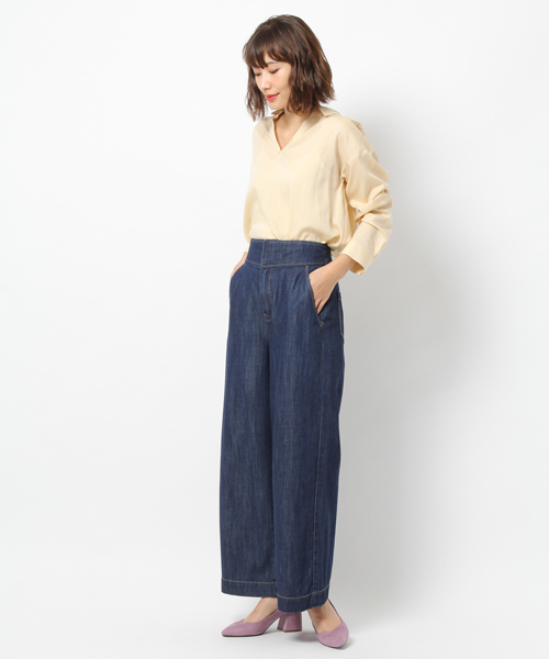 laboratory work（ラボラトリーワーク）の「抜き衿スキッパーシャツ（シャツ/ブラウス・レディース・ベージュ/ネイビー/オフホワイト・MEDIUM）」の9枚目の写真