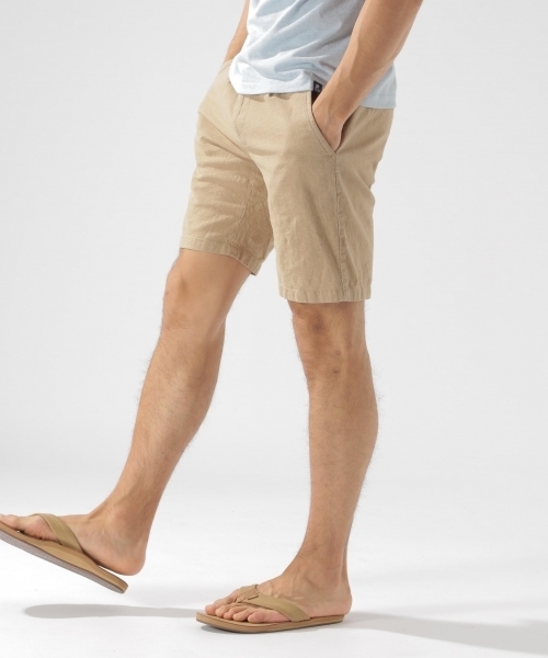 BAYFLOW（ベイフロー）の「BAYFLOW／ストレッチリネンショートパンツ 18SS（その他パンツ・メンズ・ベージュ/ネイビー/カーキ・SMALL/LARGE/MEDIUM）」の2枚目の写真