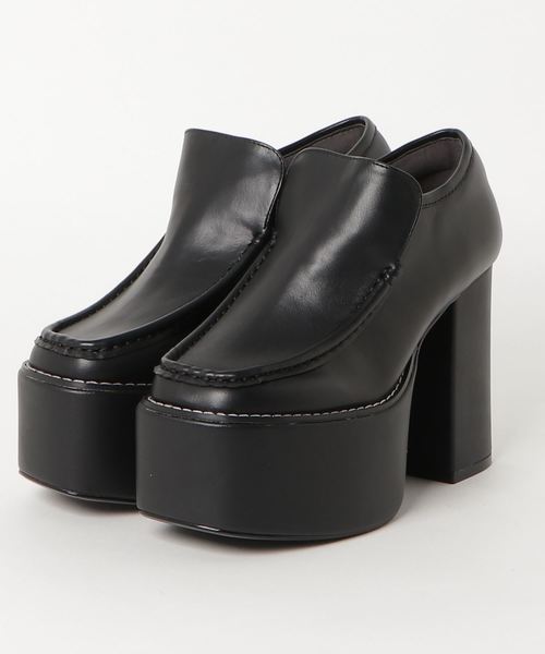 R&E(アールアンドイー)の「【ViVi9月号掲載】【R&E】厚底ヴァンプシューズ(ブーツ・レディース・ブラック/パイソン/ベージュ系その他・LL/S/M/L)」の2枚目の写真