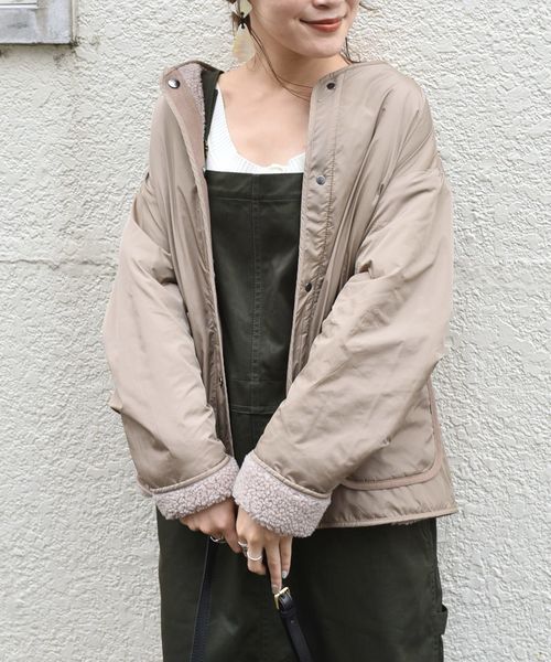 Naptime. リバーシブルボアジャケット　ベージュ　Sサイズ　美品 Naptime. リバーシブルボアジャケット ベージュ Sサイズ 美品