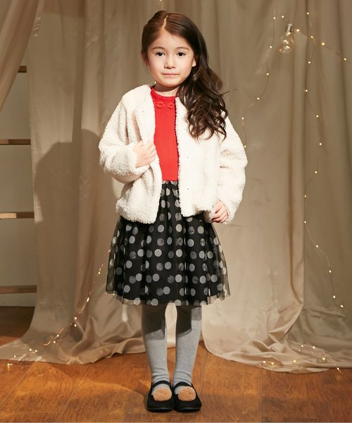 apres les cours(アプレレクール)の「ドットプリントチュールドッキングワンピース(ワンピース・キッズ・アイボリー/レッド/ネイビー・140/80/130/110/120/100/90)」の7枚目の写真