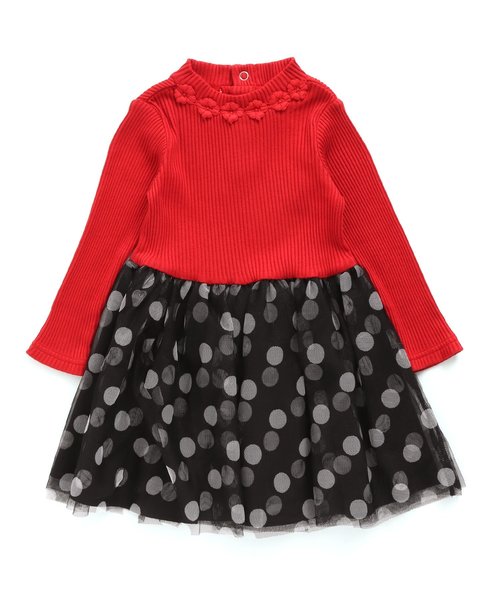 apres les cours(アプレレクール)の「ドットプリントチュールドッキングワンピース(ワンピース・キッズ・アイボリー/レッド/ネイビー・140/80/130/110/120/100/90)」の9枚目の写真