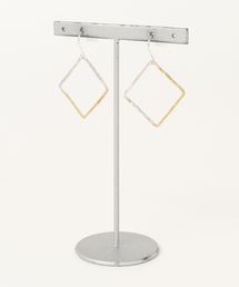 【ray silver works】四角真鍮×シルバーピアス(L)