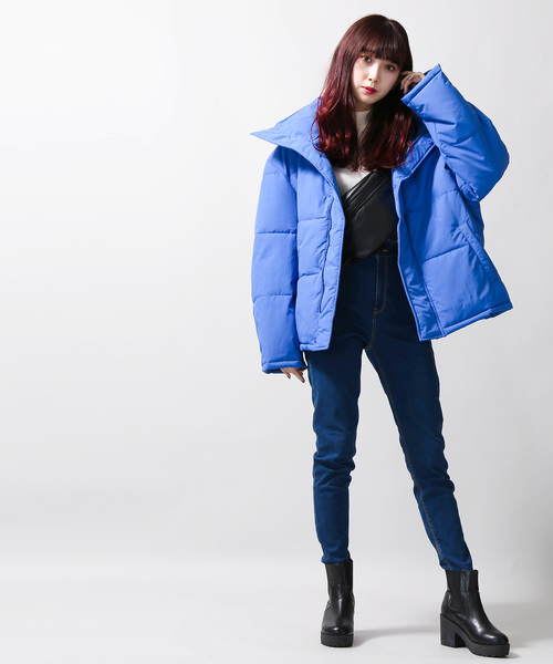 WEGO（ウィゴー）の「WEGO/ビッグシルエット中綿ジャケット（ダウンジャケット/コート・レディース・ブラック/ピンク/ブルー・FREE）」の4枚目の写真