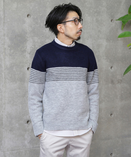 Men S Melrose メンズメルローズ の もちもちストレッチパネルボーダーニット ニット セーター Wear