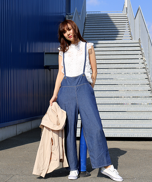 n'ee-ne（ネーネ）の「バックリボンデニムサロペット（サロペット/オーバーオール・レディース・ブルー/インディゴブルー・M/L）」の19枚目の写真