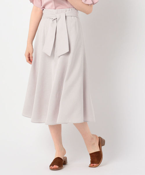 NOLLEY’S（ノーリーズ）の「[新色追加]麻調合繊ミディ丈スカート（スカート・レディース・ネイビー/イエロー/ベージュ/グレイッシュベージュ・34/36/38）」の3枚目の写真