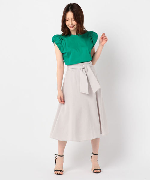 NOLLEY’S（ノーリーズ）の「[新色追加]麻調合繊ミディ丈スカート（スカート・レディース・ネイビー/イエロー/ベージュ/グレイッシュベージュ・34/36/38）」の19枚目の写真