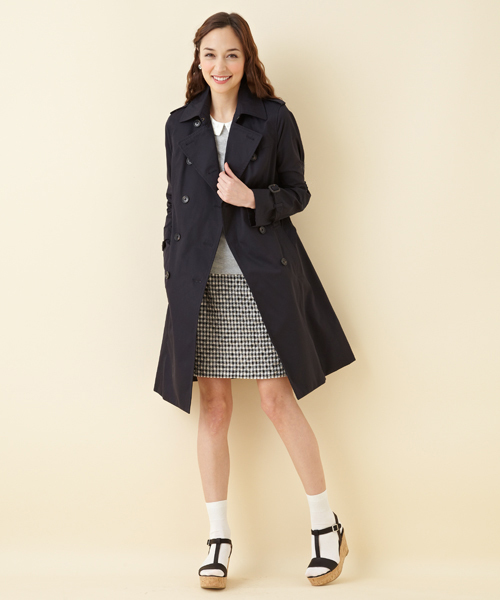 green label relaxing(グリーンレーベルリラクシング)の「◆GO GABA CHINFLAP トレンチコート(ライナーなし) GLH01 ◆(トレンチコート・レディース・ベージュ/ネイビー/ライトピンク・40/44/38/42/36/34)」の2枚目の写真