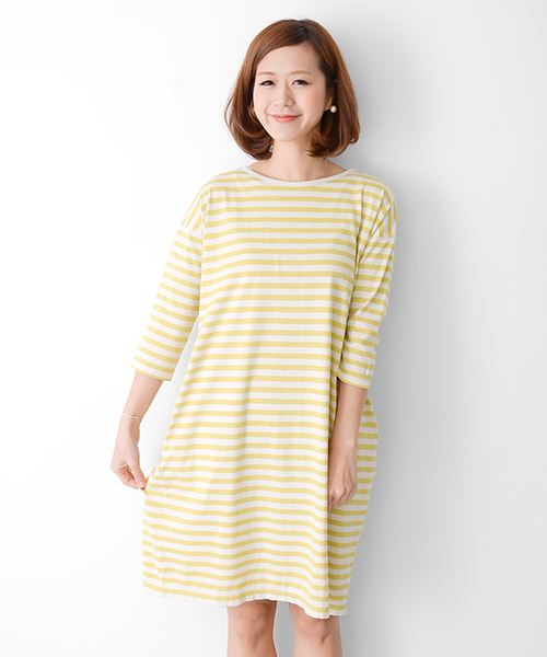 URBAN RESEARCH DOORS WOMENS（アーバンリサーチ ドアーズ ウィメンズ）の「FORK&SPOON 天竺ボーダーワイドOP(LADYS)（ワンピース・レディース・ブラック/ブルー/イエロー・FREE）」の3枚目の写真