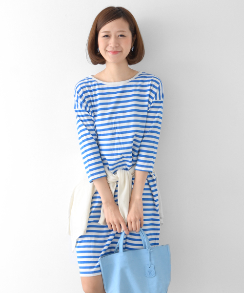 URBAN RESEARCH DOORS WOMENS（アーバンリサーチ ドアーズ ウィメンズ）の「FORK&SPOON 天竺ボーダーワイドOP(LADYS)（ワンピース・レディース・ブラック/ブルー/イエロー・FREE）」の2枚目の写真