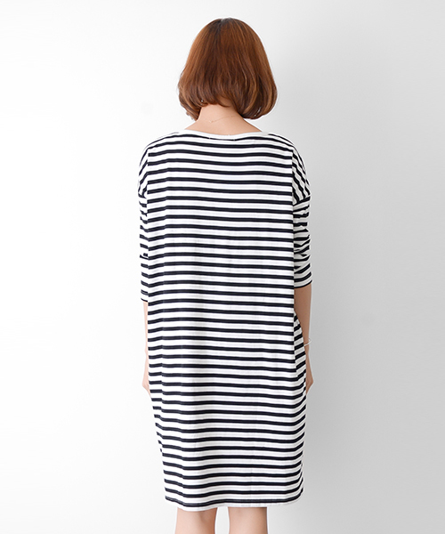 URBAN RESEARCH DOORS WOMENS（アーバンリサーチ ドアーズ ウィメンズ）の「FORK&SPOON 天竺ボーダーワイドOP(LADYS)（ワンピース・レディース・ブラック/ブルー/イエロー・FREE）」の7枚目の写真