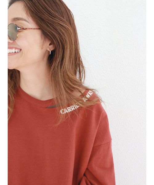 Ungrid（アングリッド）の「襟プリントTee（Tシャツ/カットソー・レディース・ブラック/オフホワイト/ダークオレンジ・FREE）」の4枚目の写真