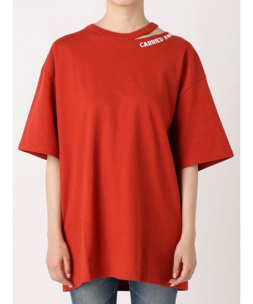 Ungrid（アングリッド）の「襟プリントTee（Tシャツ/カットソー・レディース・ブラック/オフホワイト/ダークオレンジ・FREE）」の5枚目の写真