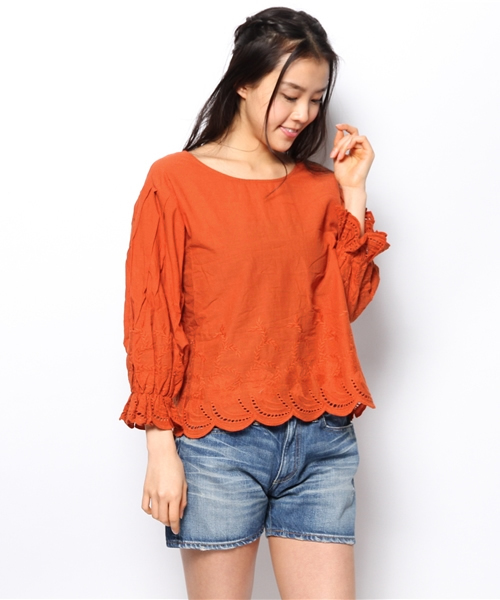 mystic（ミスティック）の「スカラップ刺繍ブラウス（シャツ/ブラウス・レディース・オフホワイト/ベージュ/レッド/ブラック・ﾌﾘ-）」の12枚目の写真