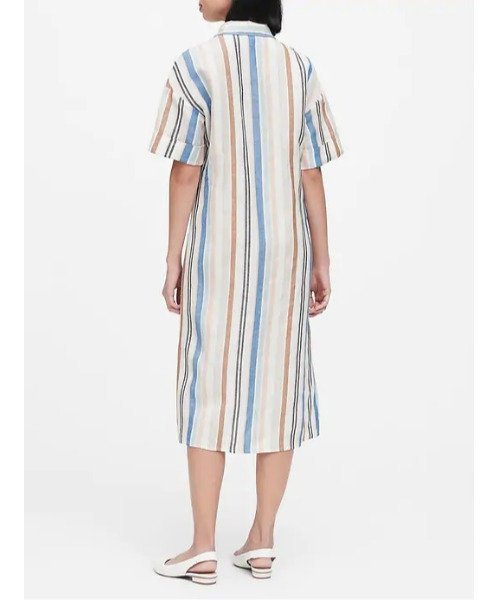 BANANA REPUBLIC リネンブレンド シャツワンピース Mサイズ セール】BANANA REPUBLIC FACTORY STORE リネンブレンド ミディ