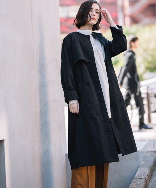 Munich（ミューニック）の「コットンノーカラーコート（ノーカラーコート・レディース・ブラウン/ベージュ/ライトカーキ/ブラック・XS/S）」の17枚目の写真