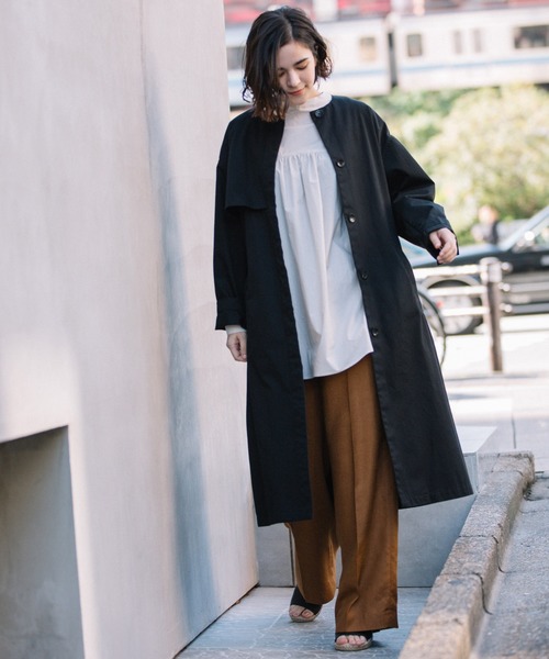 Munich（ミューニック）の「コットンノーカラーコート（ノーカラーコート・レディース・ブラウン/ベージュ/ライトカーキ/ブラック・XS/S）」の5枚目の写真