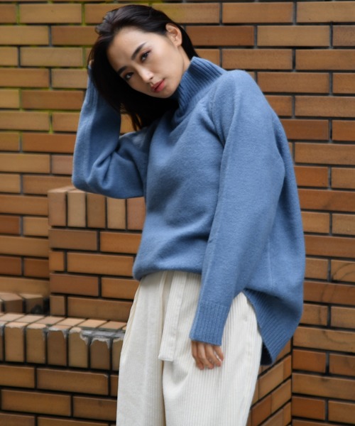 Ambre Neige（アンブルネージュ）の「ハイネックニットプルオーバー【WEB/EC限定商品】（ニット/セーター・レディース・ライトブルー/ダークブラウン/アイボリー/モカ/スモークピンク・FREE）」の5枚目の写真