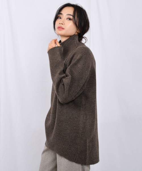 Ambre Neige（アンブルネージュ）の「ハイネックニットプルオーバー【WEB/EC限定商品】（ニット/セーター・レディース・ライトブルー/ダークブラウン/アイボリー/モカ/スモークピンク・FREE）」の12枚目の写真
