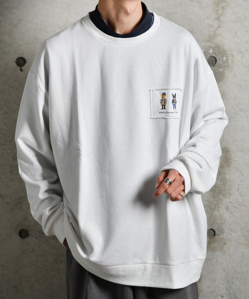 kutir（クティール）の「叩きつけ刺繍スウェット（スウェット・メンズ・ブラック/オフホワイト・MEDIUM/LARGE）」の3枚目の写真