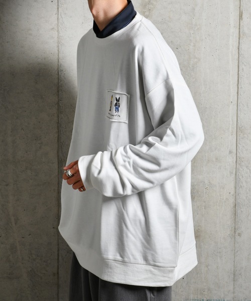 kutir（クティール）の「叩きつけ刺繍スウェット（スウェット・メンズ・ブラック/オフホワイト・MEDIUM/LARGE）」の4枚目の写真