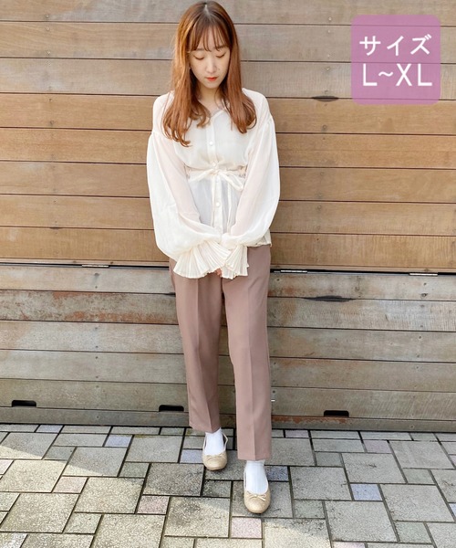 apres jour(アプレジュール)の「【大きいサイズ】ラメ楊柳袖プリーツブラウス【ZOZOTOWN限定アイテム】(シャツ/ブラウス・レディース・ラベンダー/ライトベージュ/アイボリー・X-LARGE)」の16枚目の写真