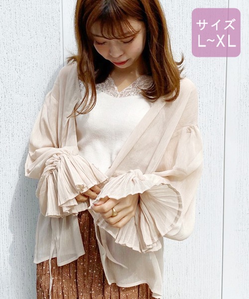 apres jour(アプレジュール)の「【大きいサイズ】ラメ楊柳袖プリーツブラウス【ZOZOTOWN限定アイテム】(シャツ/ブラウス・レディース・ラベンダー/ライトベージュ/アイボリー・X-LARGE)」の5枚目の写真