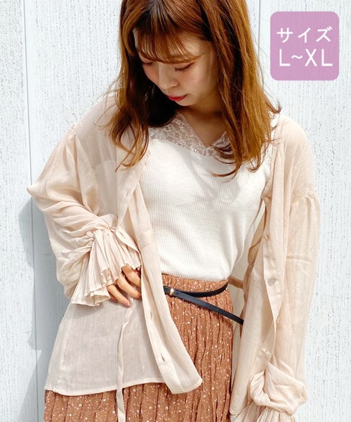 apres jour(アプレジュール)の「【大きいサイズ】ラメ楊柳袖プリーツブラウス【ZOZOTOWN限定アイテム】(シャツ/ブラウス・レディース・ラベンダー/ライトベージュ/アイボリー・X-LARGE)」の6枚目の写真