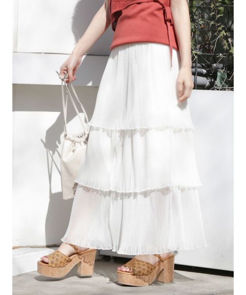 dazzlin（ダズリン）の「ファインプリーツチュールスカート（スカート・レディース・オフホワイト/ミント/モカ・FREE）」の2枚目の写真