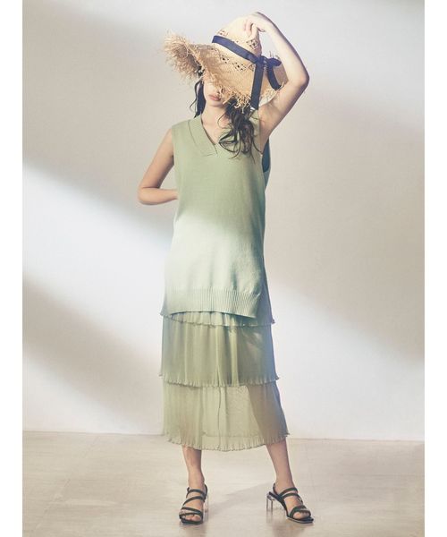 dazzlin（ダズリン）の「ファインプリーツチュールスカート（スカート・レディース・オフホワイト/ミント/モカ・FREE）」の4枚目の写真