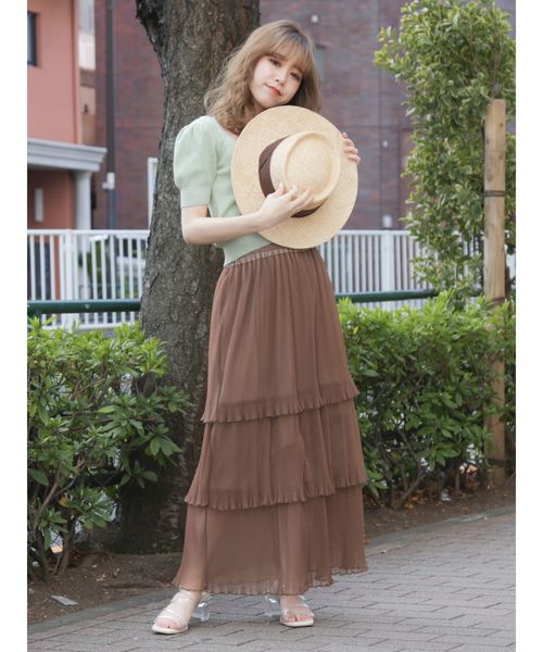 dazzlin（ダズリン）の「ファインプリーツチュールスカート（スカート・レディース・オフホワイト/ミント/モカ・FREE）」の5枚目の写真