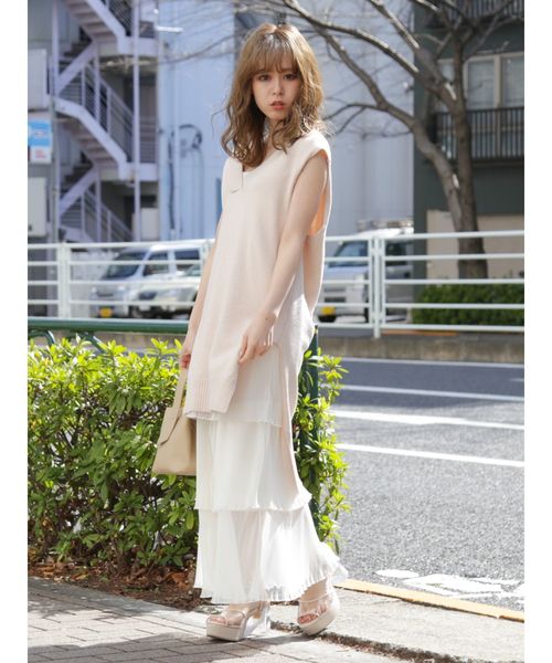 dazzlin（ダズリン）の「ファインプリーツチュールスカート（スカート・レディース・オフホワイト/ミント/モカ・FREE）」の8枚目の写真