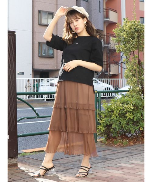 dazzlin（ダズリン）の「ファインプリーツチュールスカート（スカート・レディース・オフホワイト/ミント/モカ・FREE）」の9枚目の写真