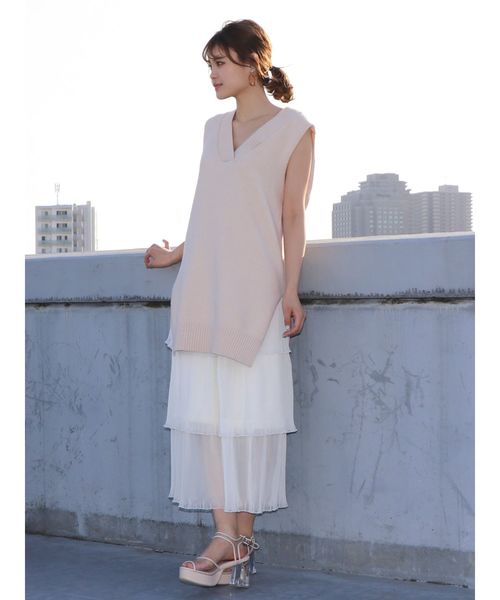 dazzlin（ダズリン）の「ファインプリーツチュールスカート（スカート・レディース・オフホワイト/ミント/モカ・FREE）」の10枚目の写真