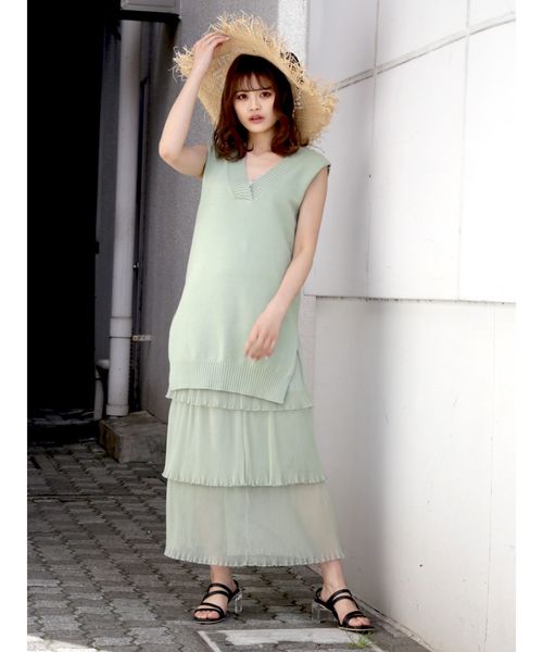 dazzlin（ダズリン）の「ファインプリーツチュールスカート（スカート・レディース・オフホワイト/ミント/モカ・FREE）」の11枚目の写真