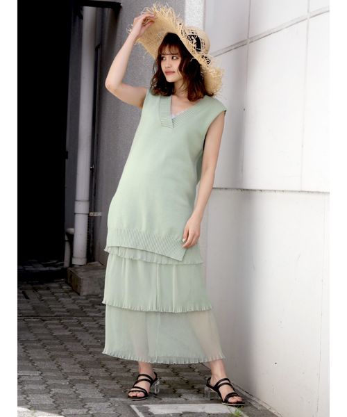 dazzlin（ダズリン）の「ファインプリーツチュールスカート（スカート・レディース・オフホワイト/ミント/モカ・FREE）」の12枚目の写真