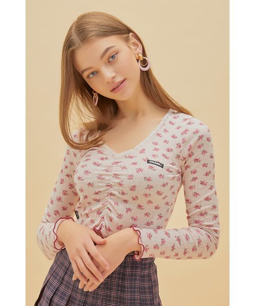 CRANK（クランク）の「『CRANK』FLOWER CROP T/花柄クロップド丈ロング