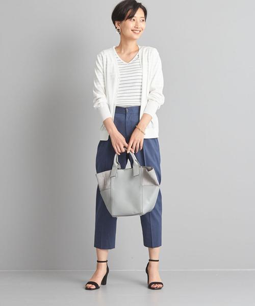 WORK TRIP OUTFITS GREEN LABEL RELAXING（ワークトリップアウトフィッツグリーンレーベル リラクシング）の「【WORK TRIP OUTFITS】★WTO D 天竺 Vネックカーディガン（カーディガン/ボレロ・レディース・ライトピンク/ライム/ネイビー/ホワイト・FREE）」の6枚目の写真