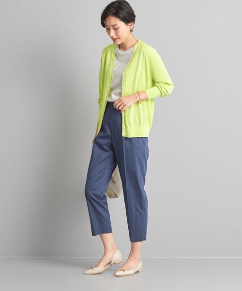 WORK TRIP OUTFITS GREEN LABEL RELAXING（ワークトリップアウトフィッツグリーンレーベル リラクシング）の「【WORK TRIP OUTFITS】★WTO D 天竺 Vネックカーディガン（カーディガン/ボレロ・レディース・ライトピンク/ライム/ネイビー/ホワイト・FREE）」の5枚目の写真