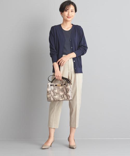 WORK TRIP OUTFITS GREEN LABEL RELAXING（ワークトリップアウトフィッツグリーンレーベル リラクシング）の「【WORK TRIP OUTFITS】★WTO D 天竺 Vネックカーディガン（カーディガン/ボレロ・レディース・ライトピンク/ライム/ネイビー/ホワイト・FREE）」の12枚目の写真