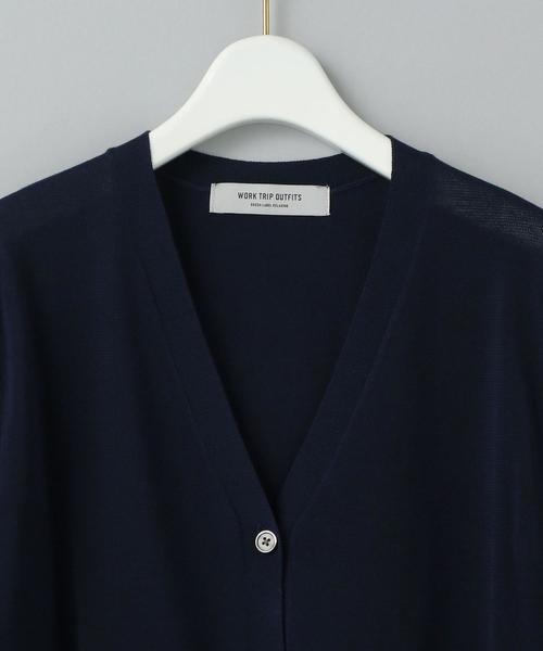 WORK TRIP OUTFITS GREEN LABEL RELAXING（ワークトリップアウトフィッツグリーンレーベル リラクシング）の「【WORK TRIP OUTFITS】★WTO D 天竺 Vネックカーディガン（カーディガン/ボレロ・レディース・ライトピンク/ライム/ネイビー/ホワイト・FREE）」の9枚目の写真